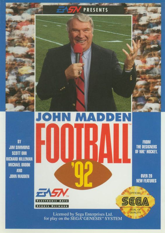 John Madden Football '92 box art for Sega Genesis